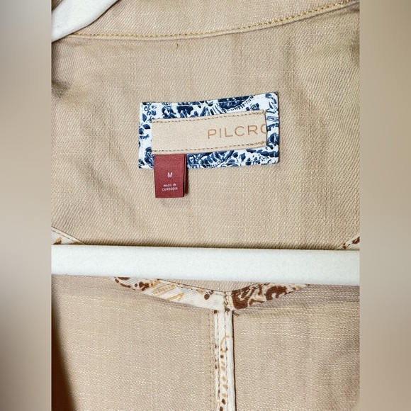 Pilcro Linen Oversized Tan Blazer‎ Size M Beige - Picture 5 of 11